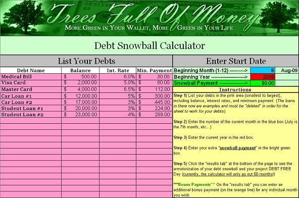 Free debt snowball calculator program free